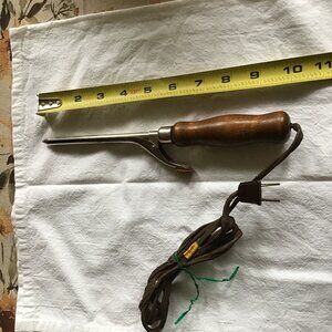 Vintage Woodend Handle Curling Iron - Antique Curling Iron - Untested
